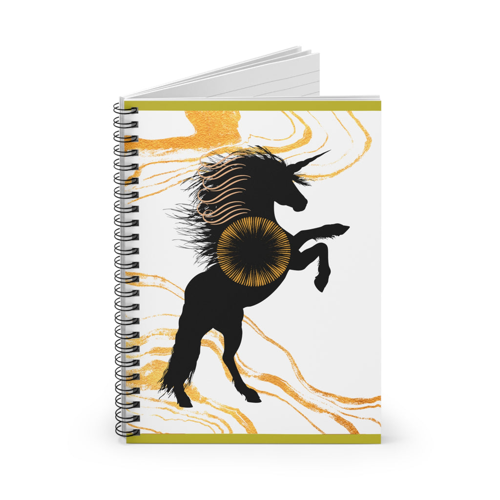 Mystical Black Unicorn Ruled Spiral Notebook