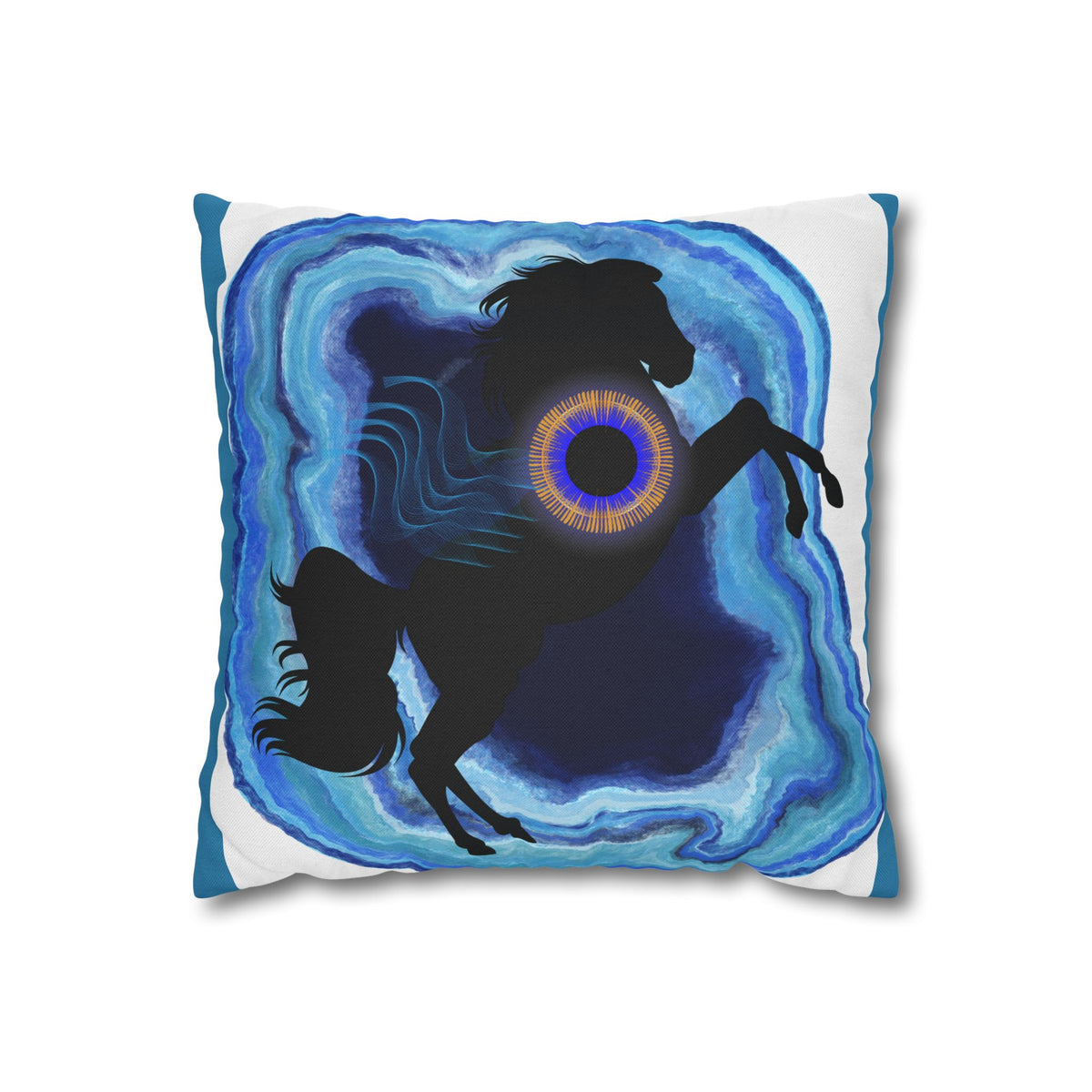 Mystical Blue Horse Square Pillowcase