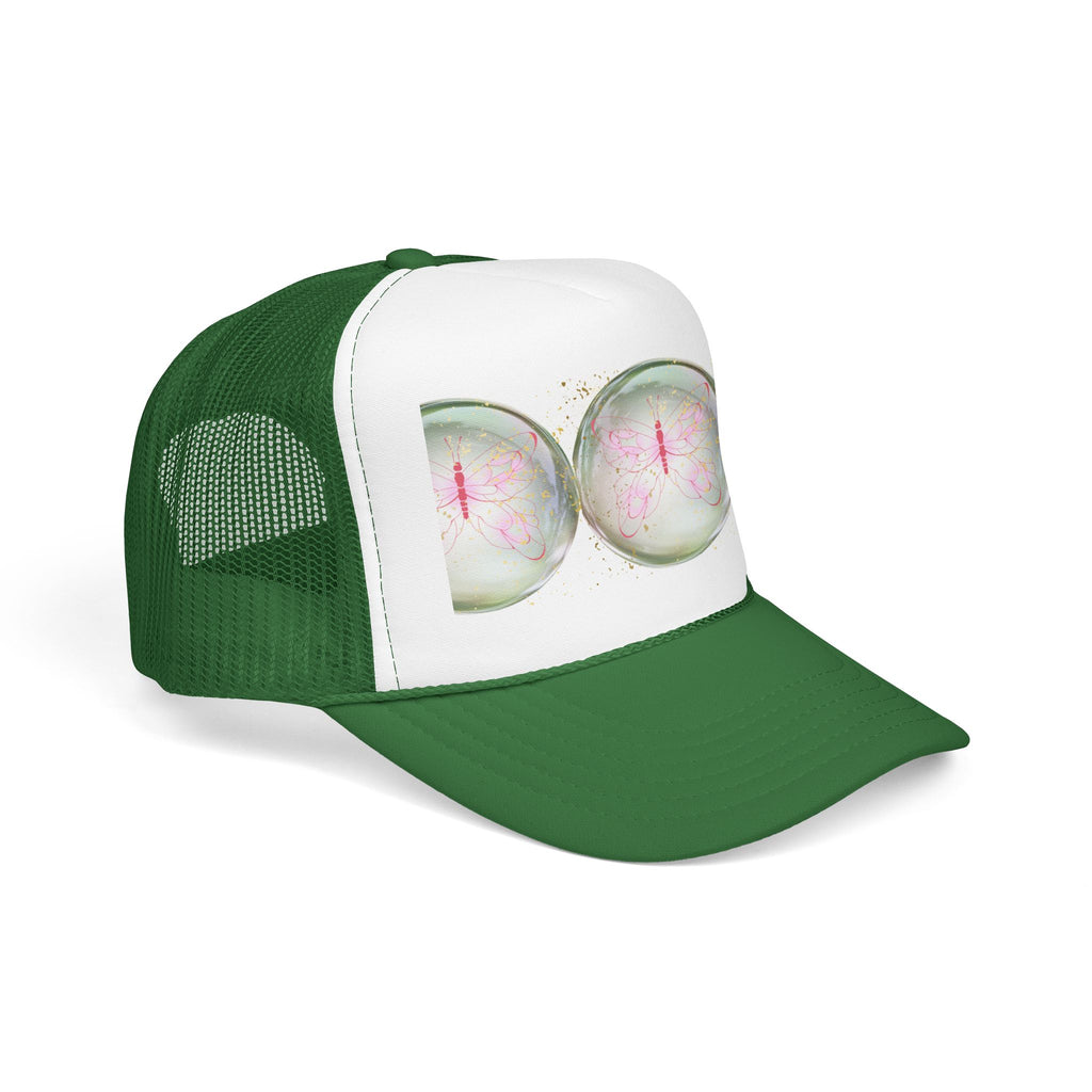 Pink Trucker Hat with Pastel Mushroom Moon Design