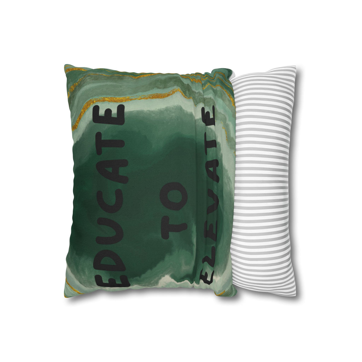 Educate to Elevate Green Geode Square Pillowcase