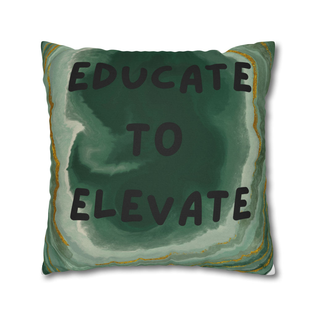 Educate to Elevate Green Geode Square Pillowcase