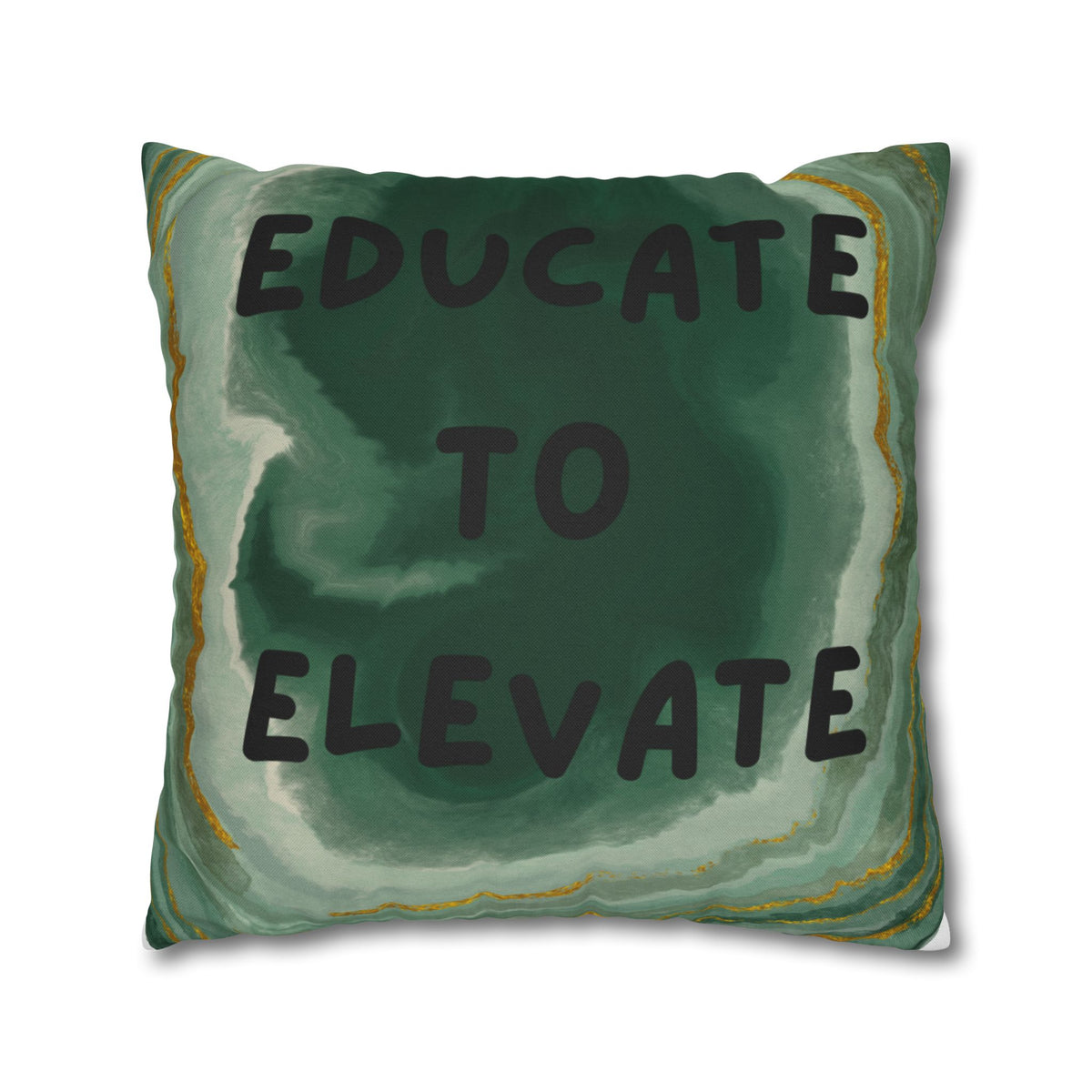 Educate to Elevate Green Geode Square Pillowcase