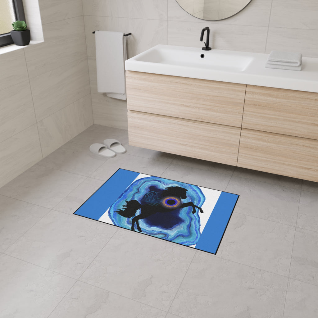 Mystical Blue Geode Frog Floor Mat