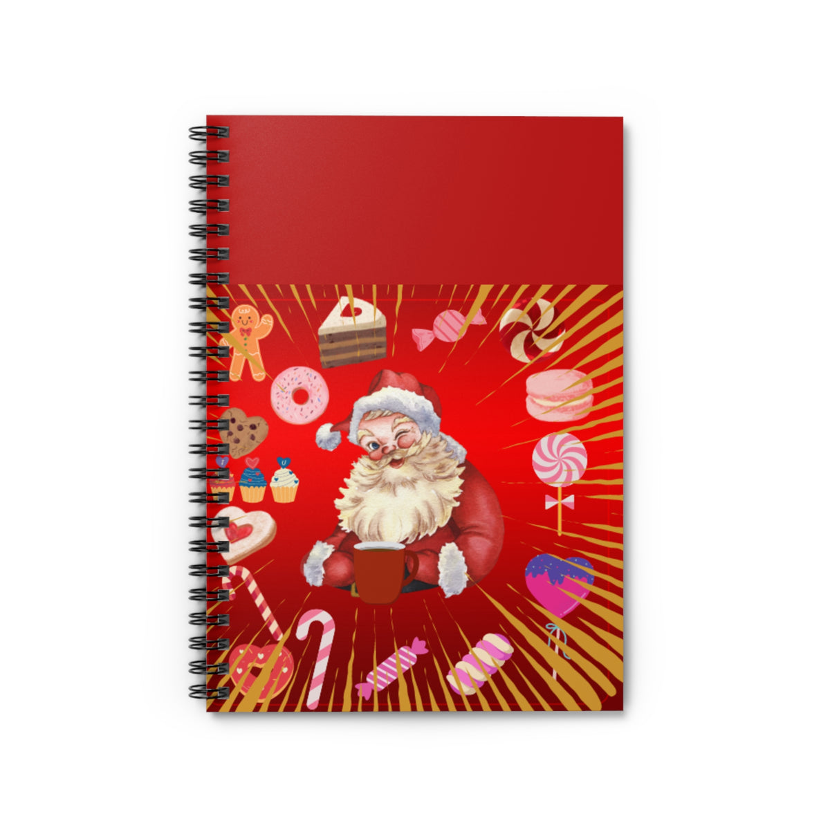Christmas Santa Candy Cane Spiral Notebook