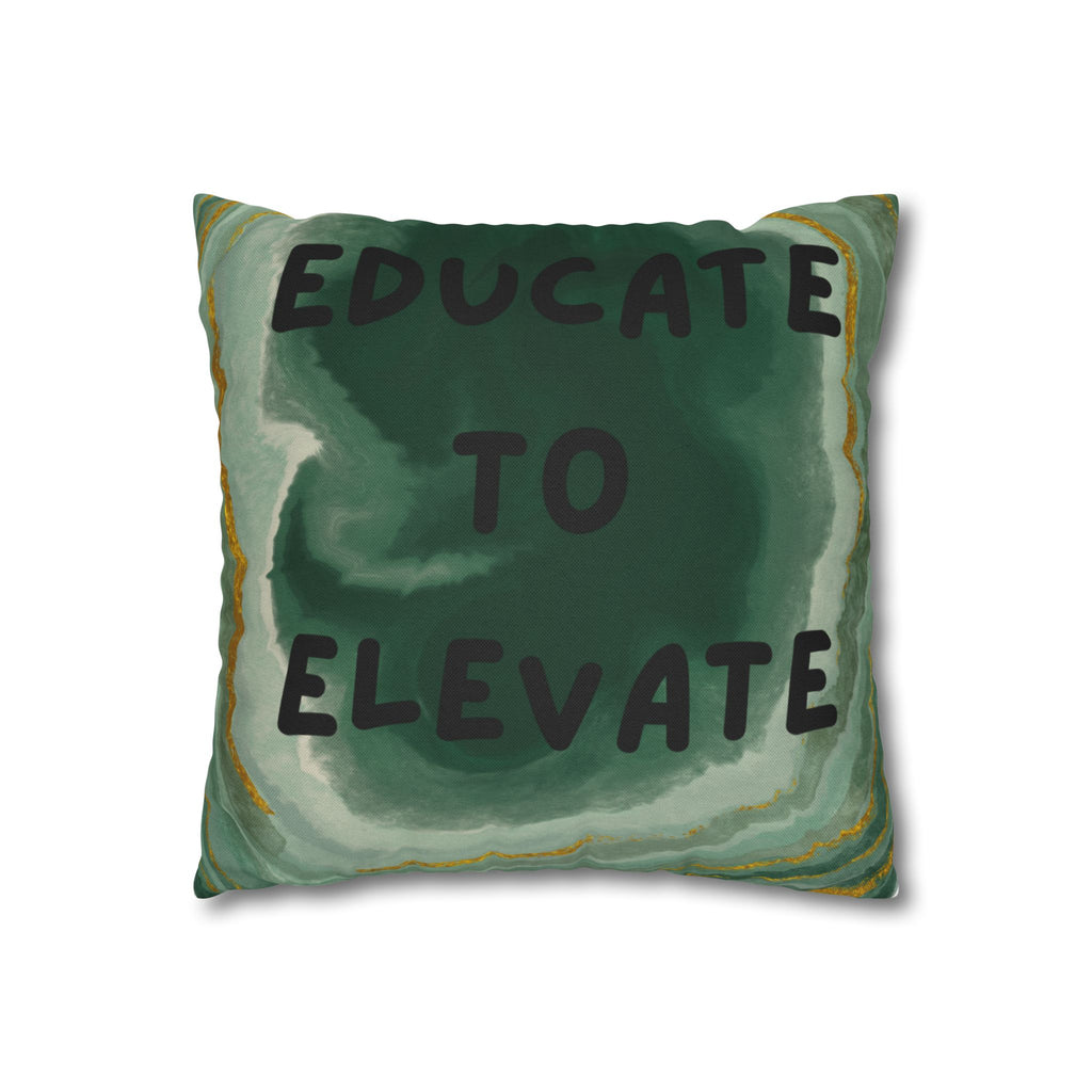 Educate to Elevate Green Geode Square Pillowcase