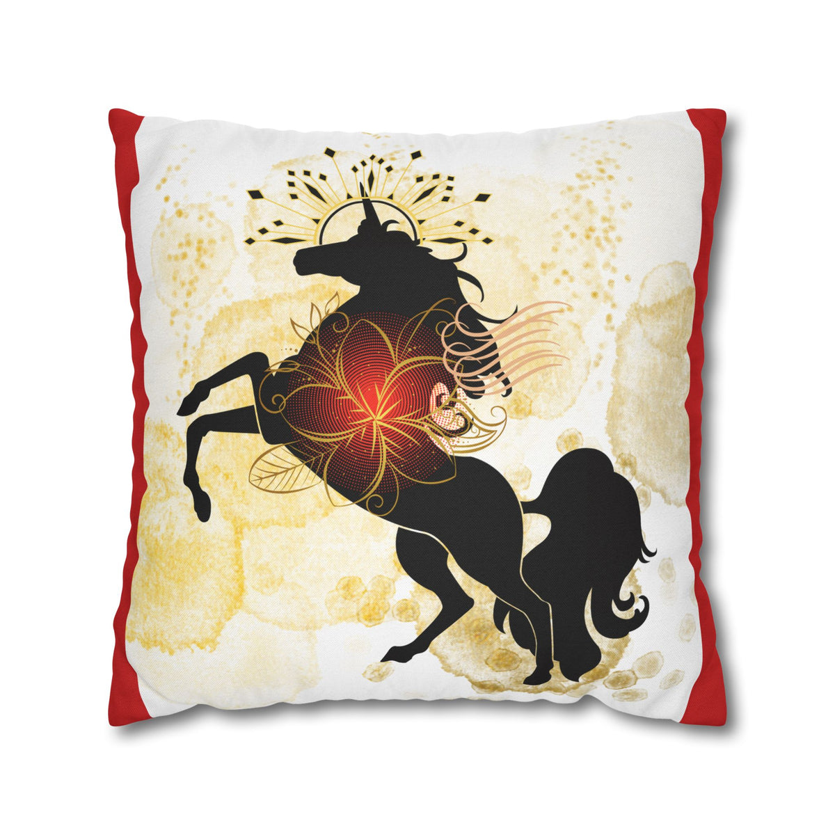 Mystical Black Horse Square Pillowcase